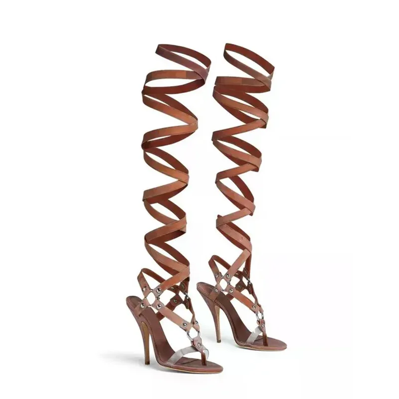 

Metal Buckle Belt Corss Srtrap Sandas Boots Sexy Pointed Toe Thin Heel Slingback New Arrivals Fashion Women Moedern Shoes