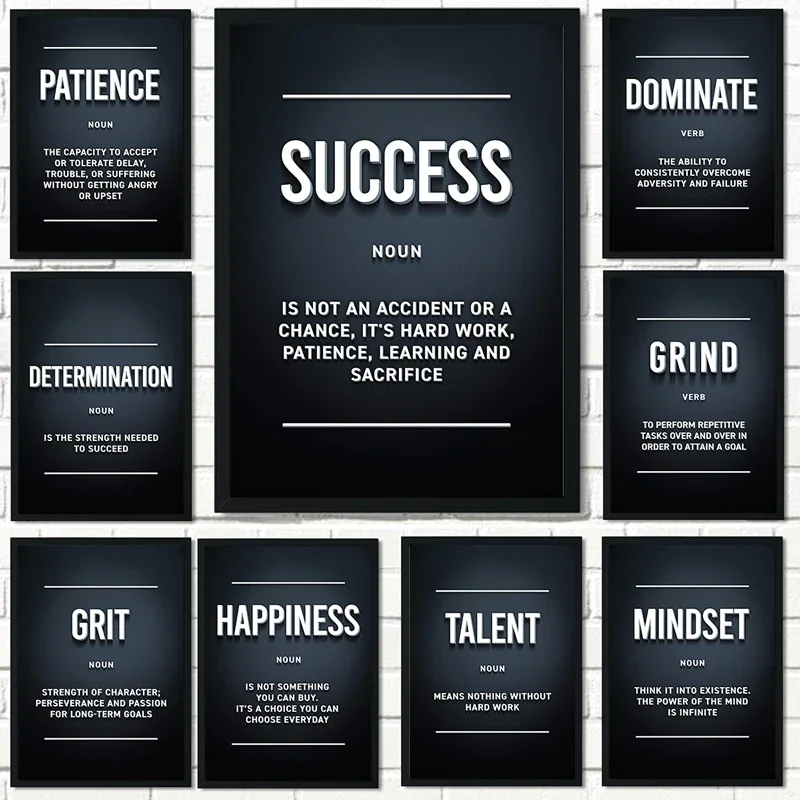 (2D Canvas painting) Modern Wall Art Poster Paintings Wall Decor Motivational Words Art Prints Black Quotes Minimalist Positi