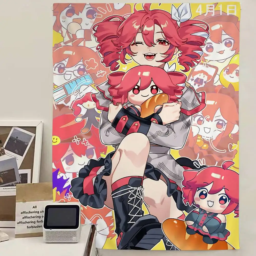 Popular Virtual Singer Kasane Teto Cartoon Tapestry Art Science Fiction Room Home Decor Wall Hanging Sheets