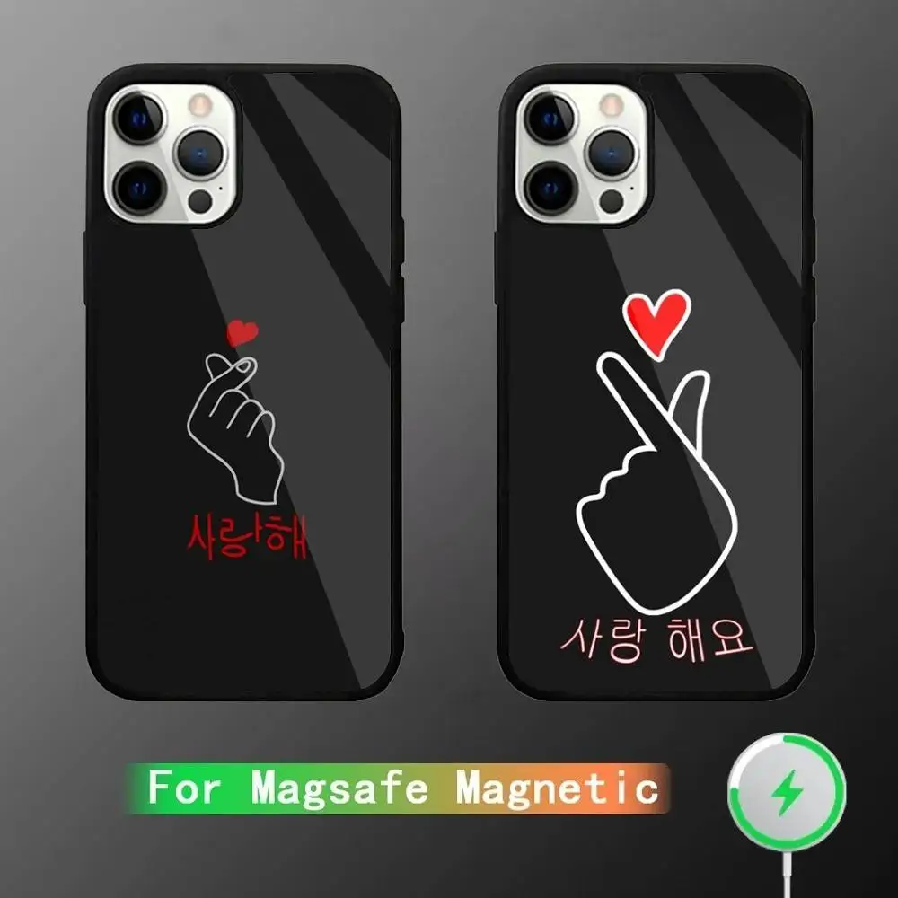 

Korean Font I love you Phone Case For iPhone 17,16,15,14,13,12,11,Pro,Max,Plus,Mini,SE4,E Magnetic Magsafe Wireless Charging