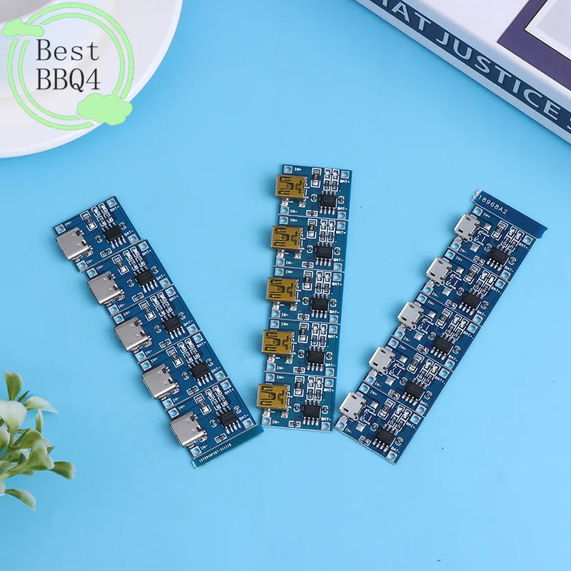 (BBQ4)5pcs 5V 1A TYPE-C Micro USB Lithium Battery Charging Board Charger Module With Protection Dual Functions 18650 TP4056