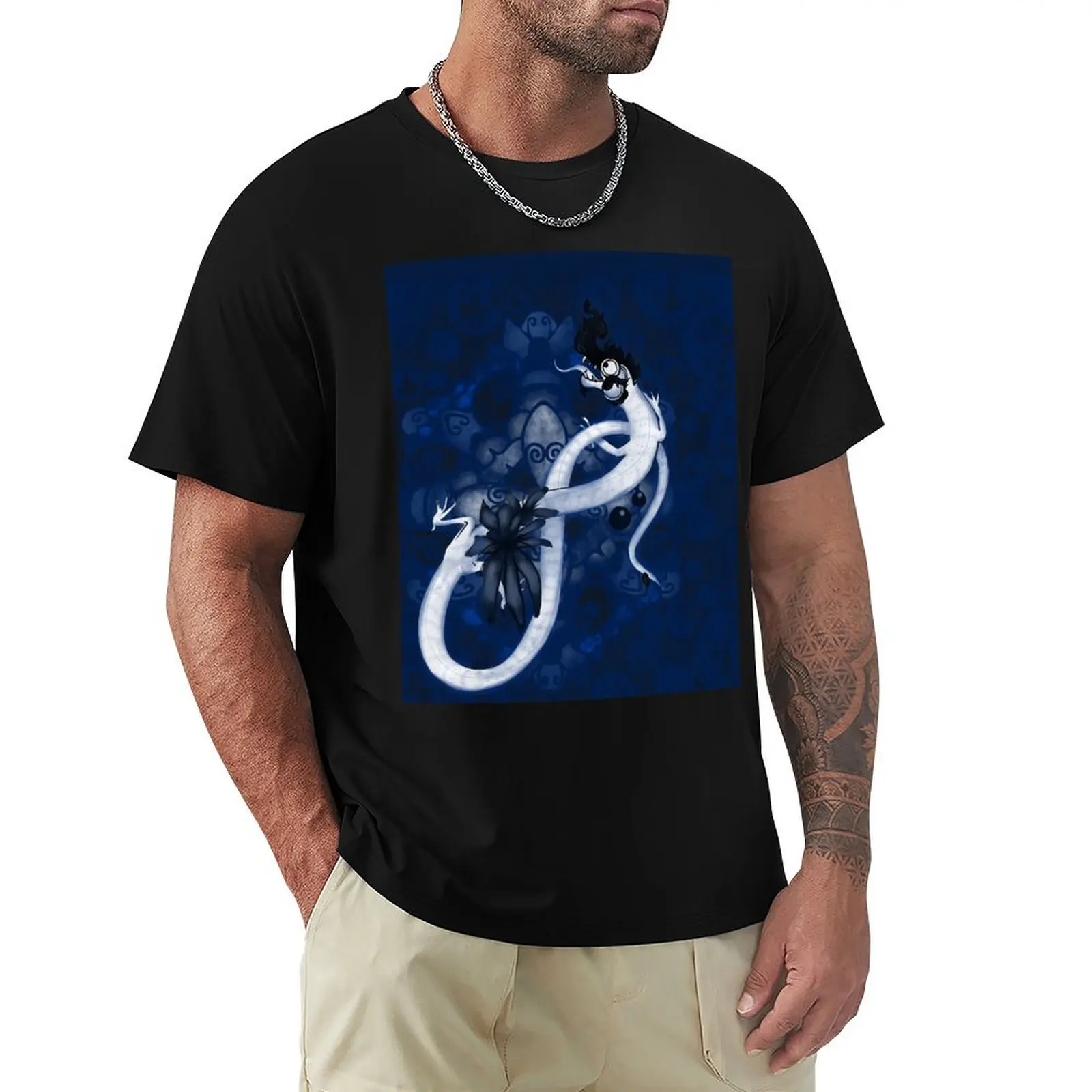 Mandala Dragon T-Shirt Vintage Print Crew Neck Tee