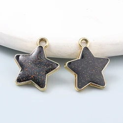 10 PCS Black Cute Star Charms Lovely Beautiful Sky Enamel Pendants For Making Necklace Handmade DIY Jewelry Findings