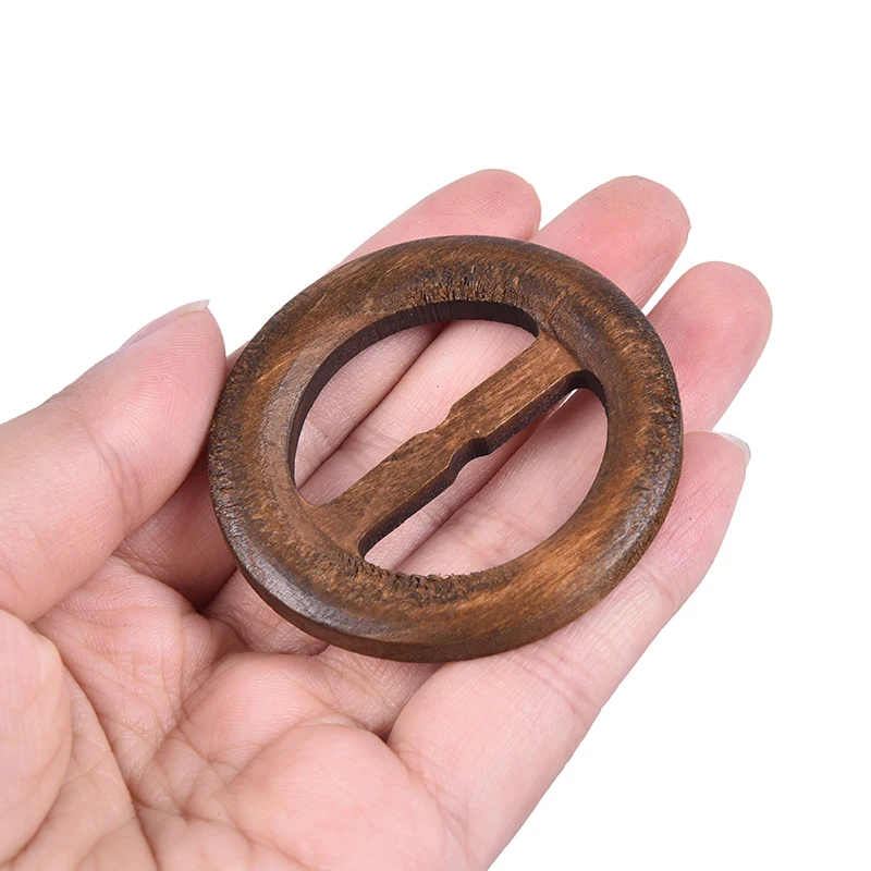 Mix Size Round Shape Garniture Handmade Wooden Crafts Belt Buckle Ring Wood Clothes Accessories Sewing Children DIY 50 60mm