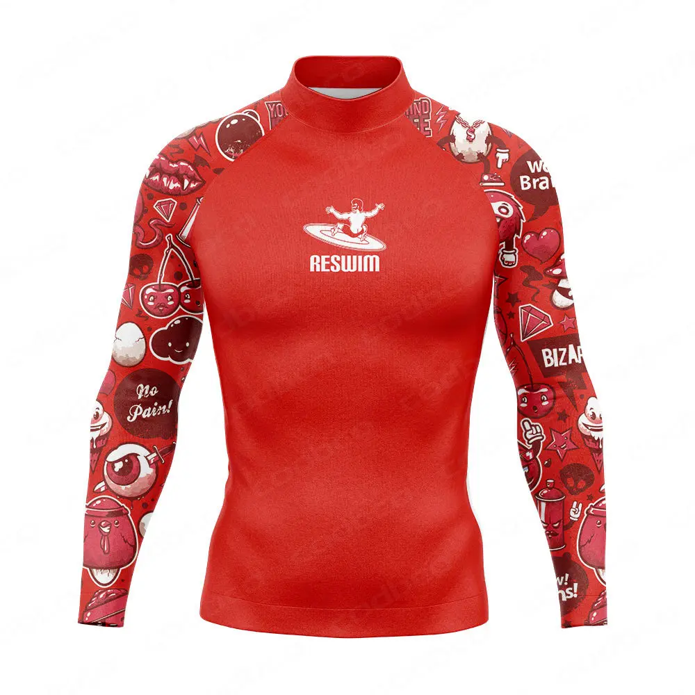 Zabawna koszulka z długim rękawem Rash Guard Swim Surf T-shirt męska Surfing Diving Stroje kąpielowe Plaża Słońce Ochrona UV Strój kąpielowy