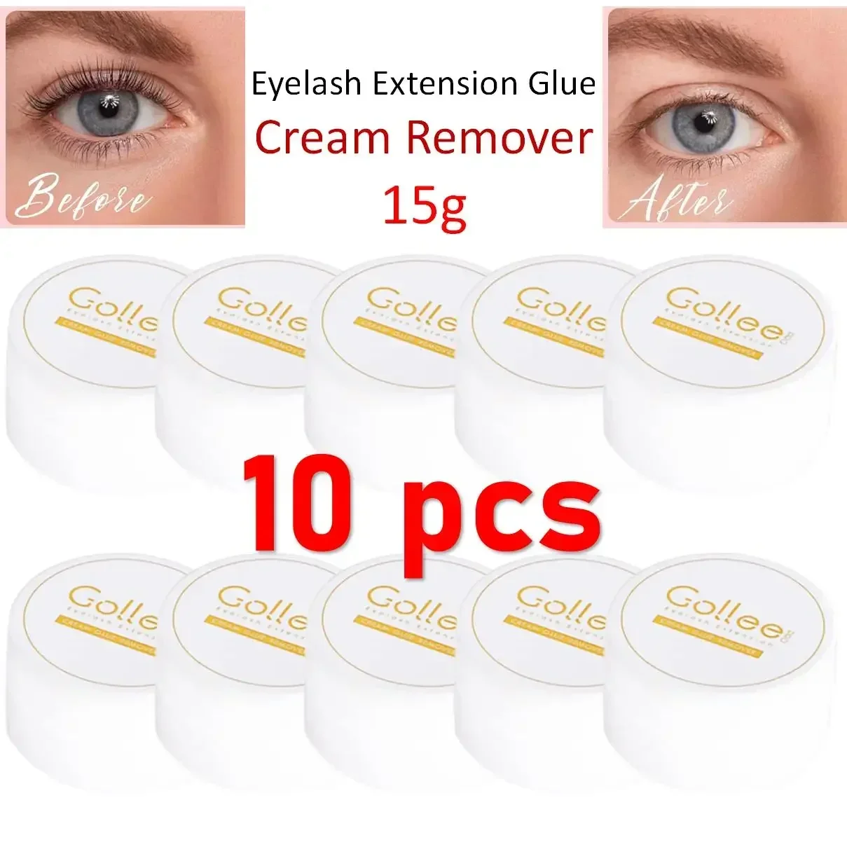 

10pcs Gollee Glue Remover for lashes No Stimulation Eyelash Extension Fruit Flavor Cream Remover Makeup Remover Tools Supplies