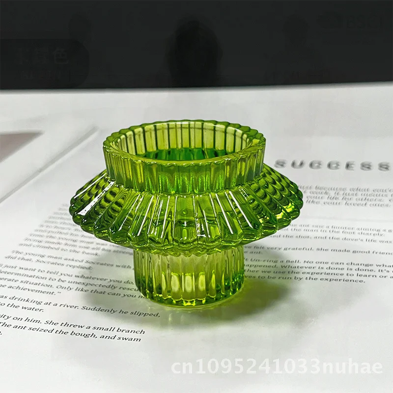 

European-Style Glass Flying Saucer Candlestick Double-Purpose Candle Cup Romantic Dinner Atmosphere Decor Table Ornament