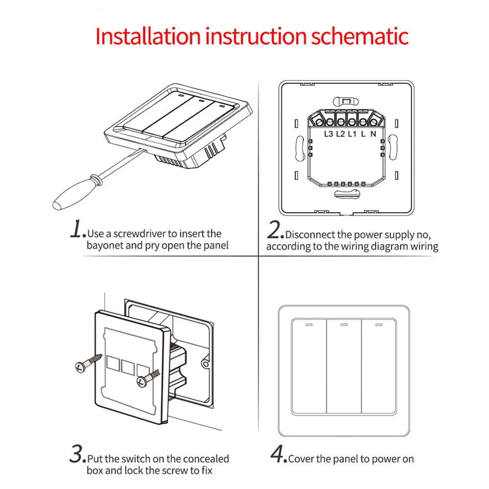 Interruttore della luce WiFi Smart Home Interruttore a pulsante da parete 1/2/3 Gang Smart Life/APP Tuya Funziona con Alexa Google Home Necessita neutra