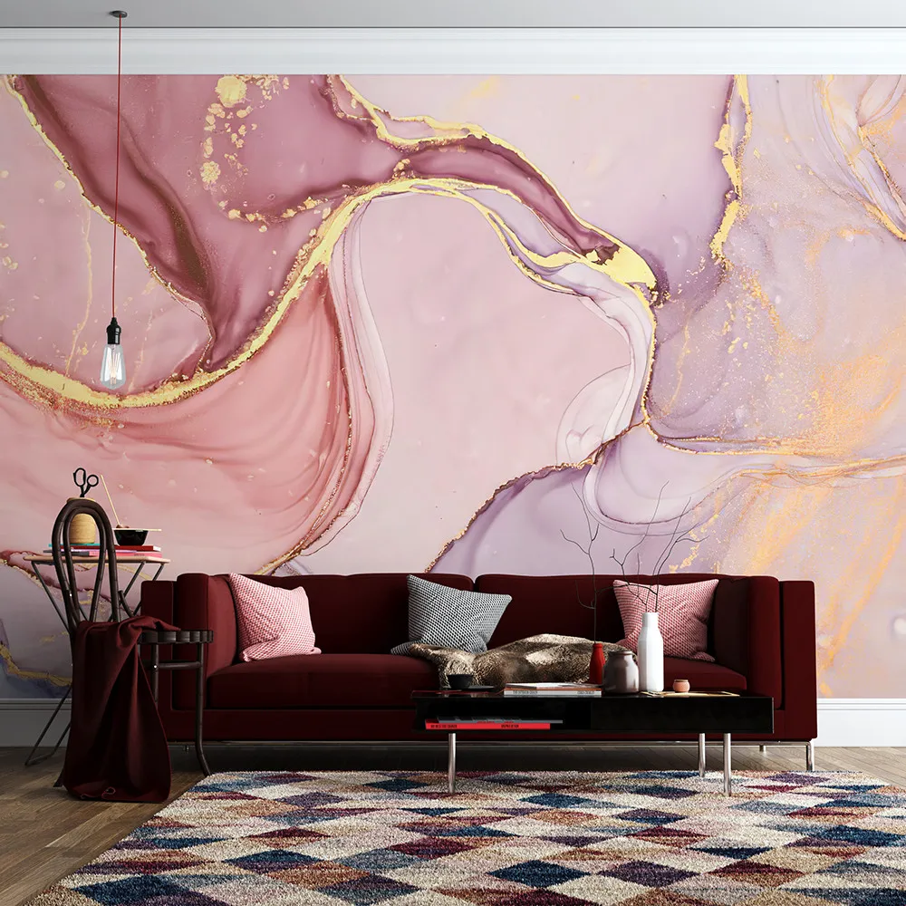 

Xuesu Customized thickened waterproof wallpaper, powder gold fluid, artistic style murals