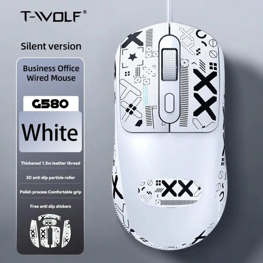 G580 gaming mouse with anti-slip sticker wired minimalist premium feel is the 'Dog Non King Mouse' for office use