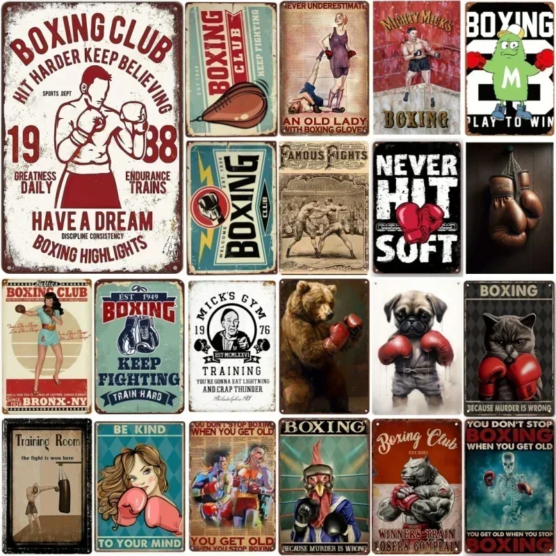 

Vintage Metal Tin Poster Boxing Quotes Boxing Club Funny Sign for Cafe Suitable Wall Decor Garden Vintage Metal Tin Signs Poster