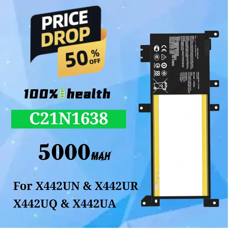 

C21N1638 5000mAh Laptop Battery for ASUS X442UN/X442UR/X442UQ/X442UA Lithium Rechargeable Battery
