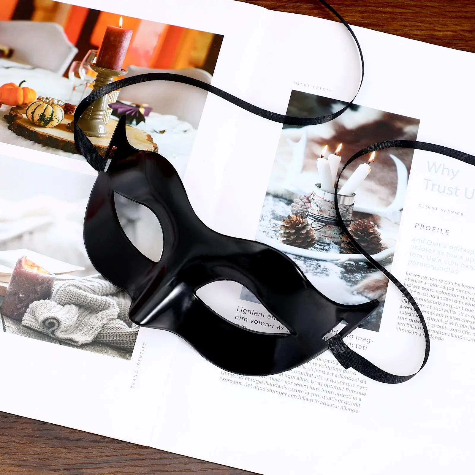 Máscara de mascarada de media cara para hombres y mujeres, máscara veneciana para fiesta, máscara de ojos de villano, máscara negra para accesorios de disfraz de Halloween