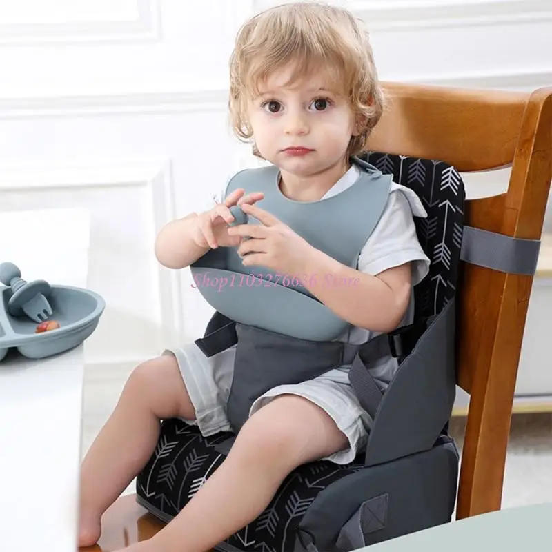 R6FD faltbare Sitzerhöhung für Kleinkinder, Baby-Erhöhungsstuhlkissen für Esstisch, verstellbarer Gürtel, Stuhlerhöhungspolster – Detail 3
