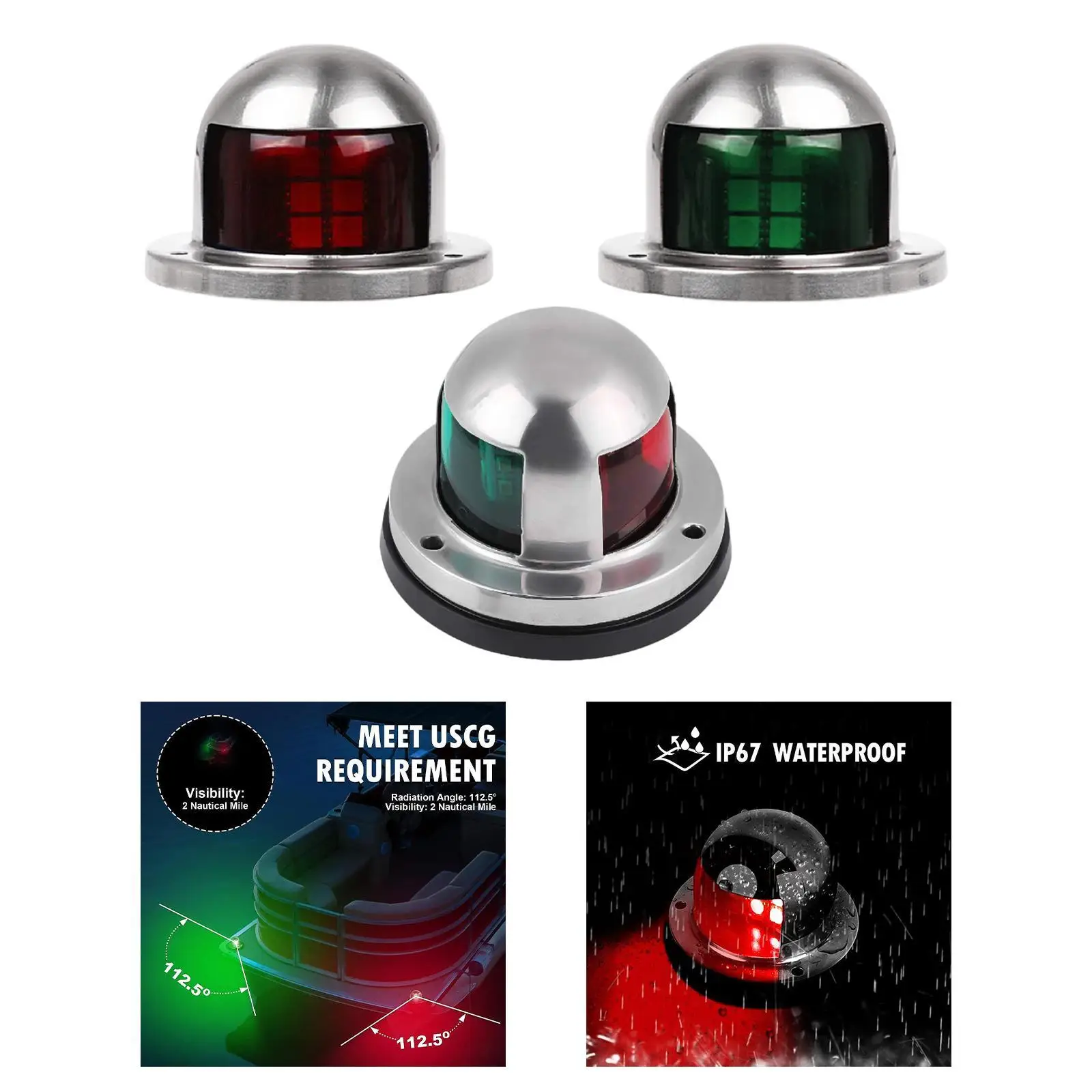 

Навигационное осветительное оборудование для лодок: сигнальная лампа 12В для ночных прогулок на шлюпках, парусных лодках, понтонах и для ночной рыбалки.