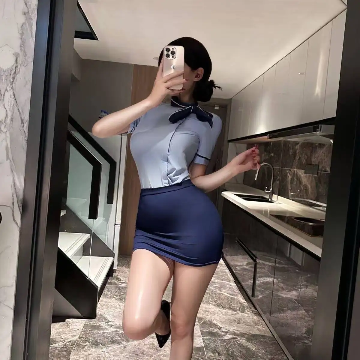 جديد إمرأة مثير سكرتيرة موحدة تأثيري حلي قميص أبيض تنورة صغيرة OL الزي المعلم لعب الأدوار الملابس الداخلية الملابس الداخلية فستان قصير #6