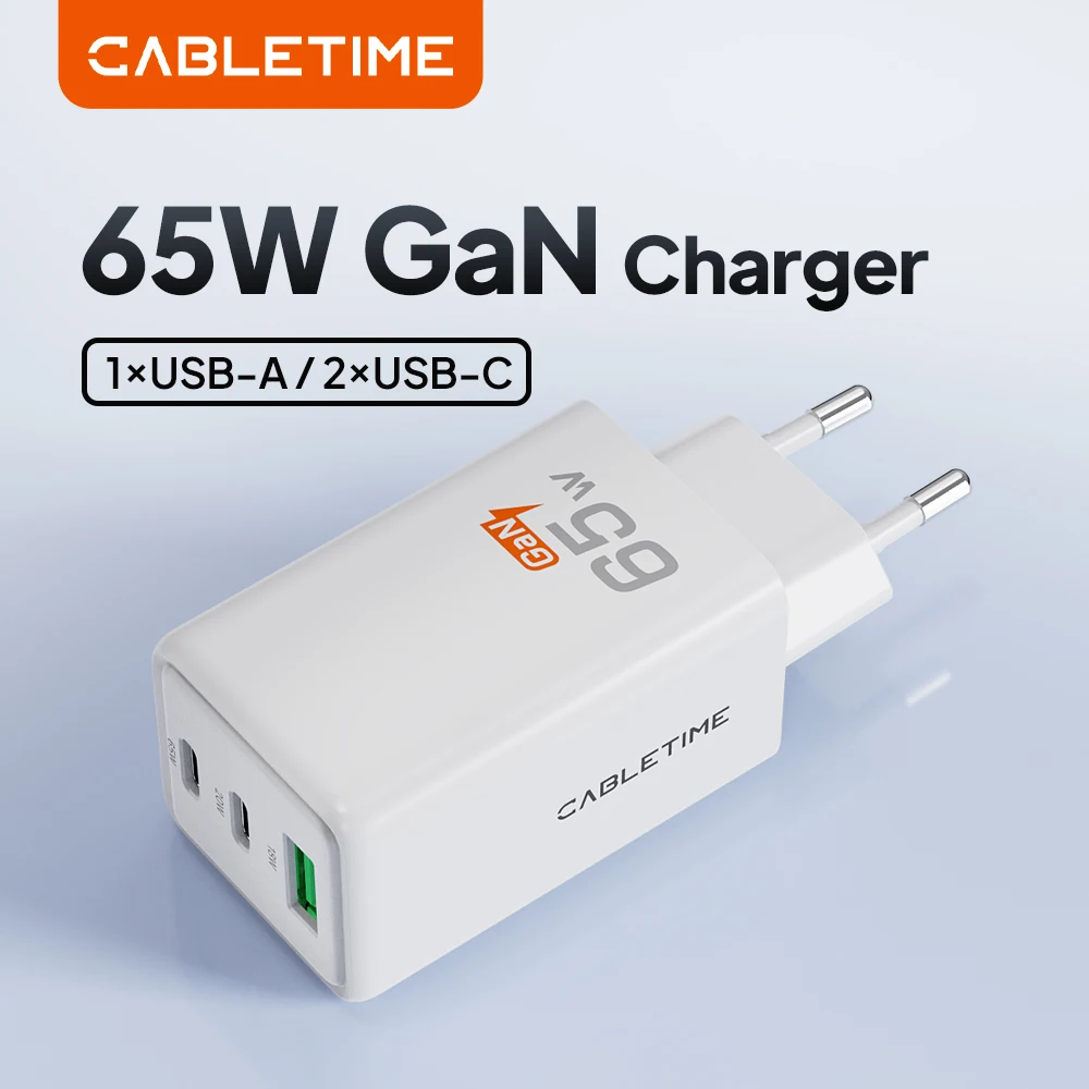 CABLETIME 65W GaN Charger Quick Charge QC4.0 3.0 USB C PD65W Fast Charger for MacBook Air iPad Tablet iPhone 17 16 15
