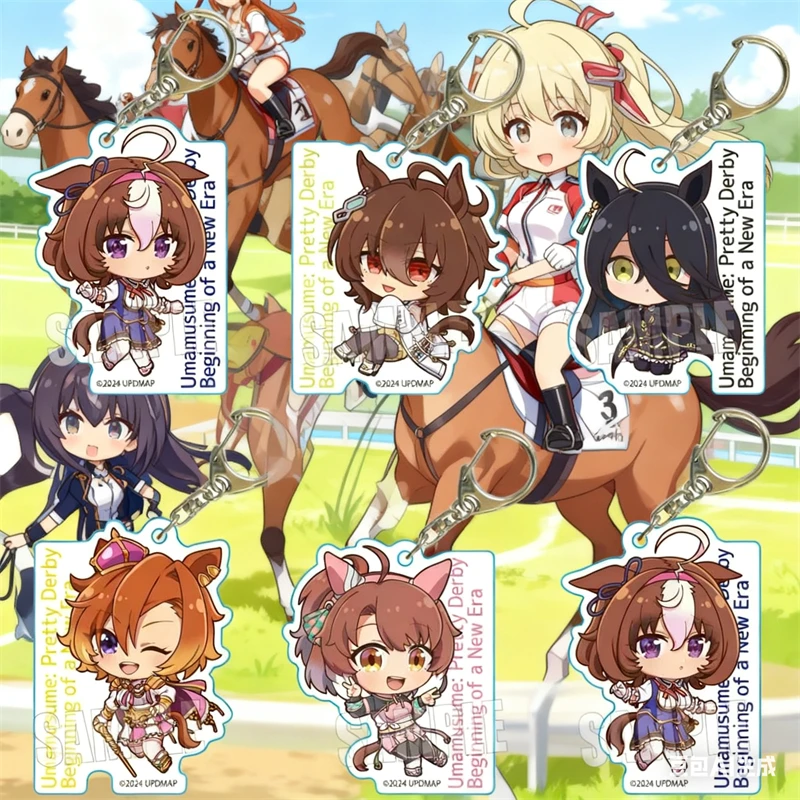 New Version Uma Musume Pretty Derby Keychains for Accessories Bag Anime Girl Key Chain Ring Fans Gifts Keyrings 6cm