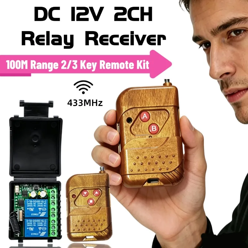 433.92Mhz DC 9-30V 12V 24V10A 2CH Relay Module Receiver Wireless Remote Control Switch & RF 433Mhz Transmitter Motor Controller