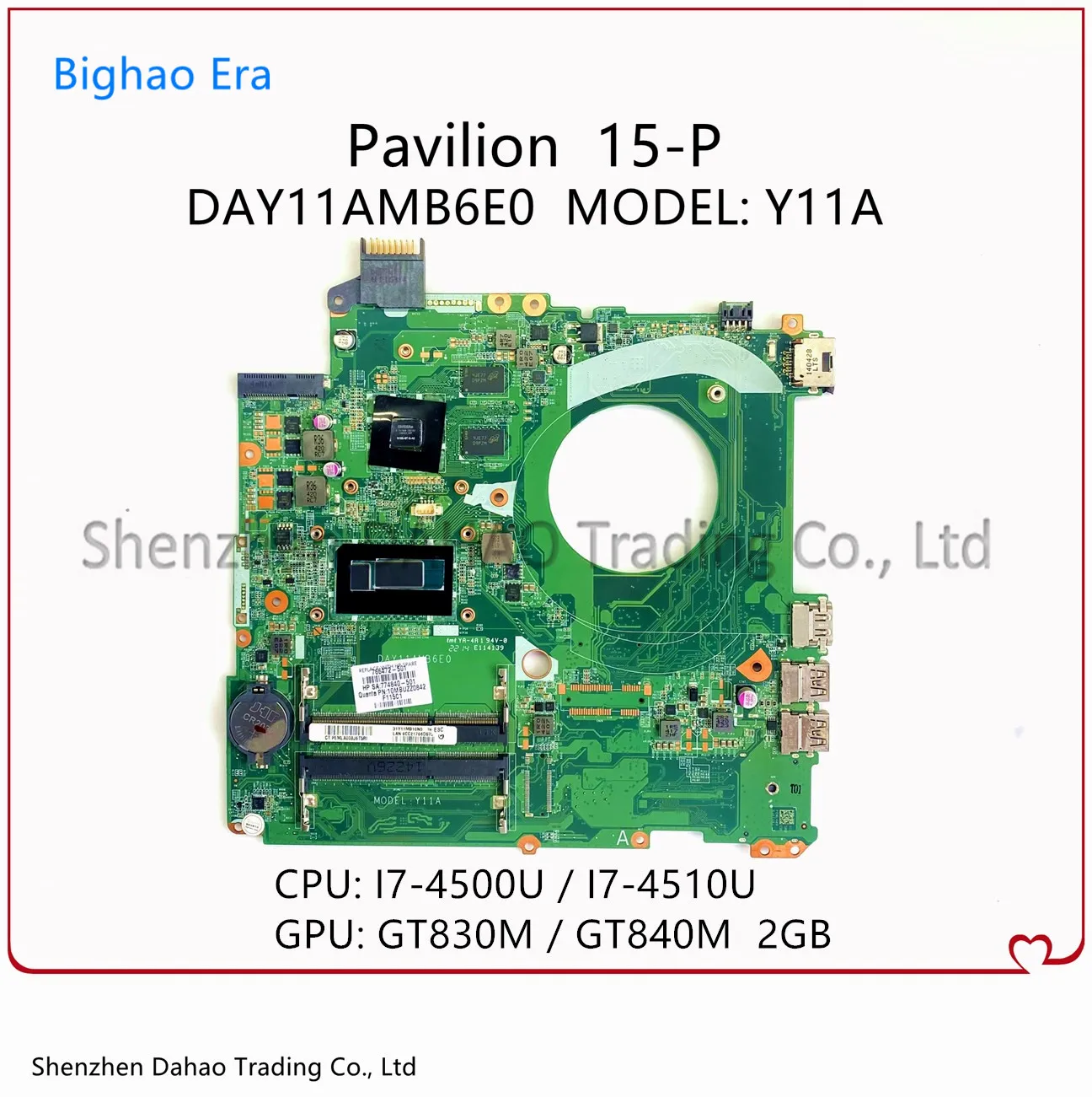 

DAY11AMB6E0 Y11A For HP Pavilion 15-P Laptop Motherboard With i7 CPU GT30/840M 2G-GPU 766472-001 766472-501 774840-001 100% Work