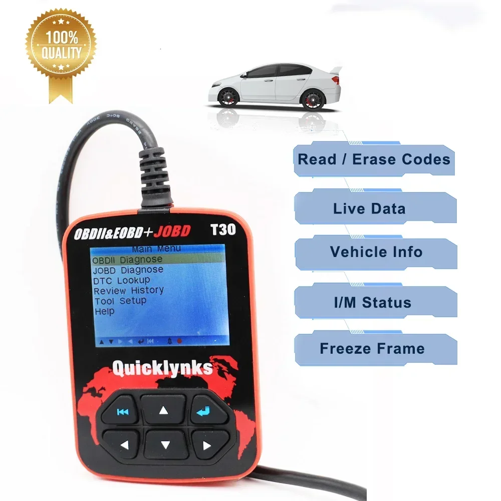 

T30 Best Quality Obd2 Monitor Cheap Auto Vehicle Diagnostic Code Reader Scan Tool For All Makes
