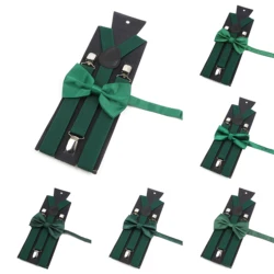 Ensemble de Bretelles et Nministériels d Papillon Vert Turquoise pour Homme et Garçon, Bretelles artificiel astiques Réglables à Dos en Y, Accessoire de Chemise Trempé, Offre Spéciale
