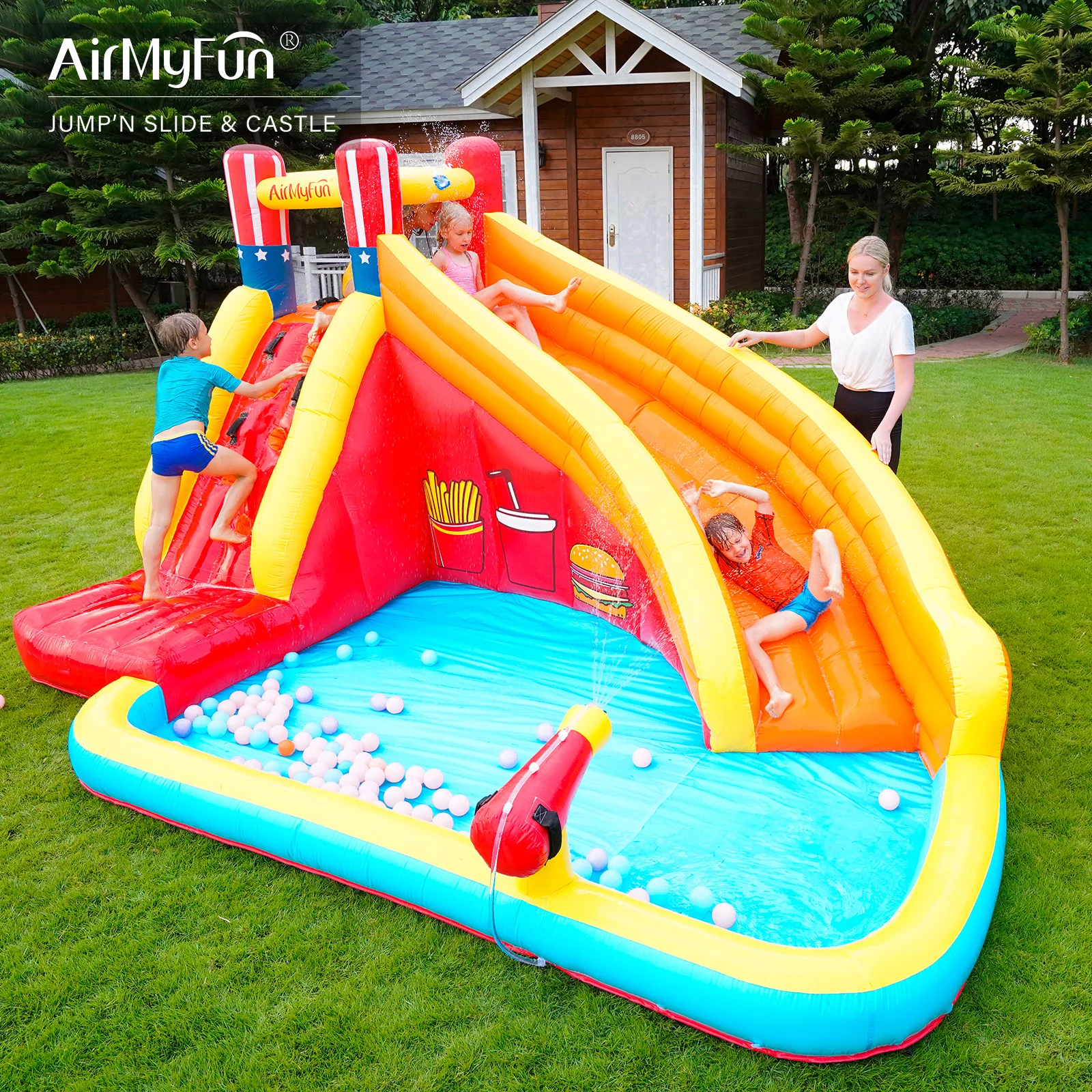 

Airmyfun Factory Outdoor Moonwalk Combo Water Slide Bounce House Jumping Castle Inflatable For Kids