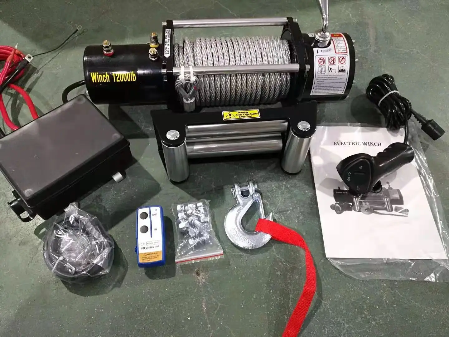 2000-20000lbs 12V 24V 4WD Off-Road 4x4 Electric Winch with Synthetic Steel Wire Rope for Vehicles - view 6