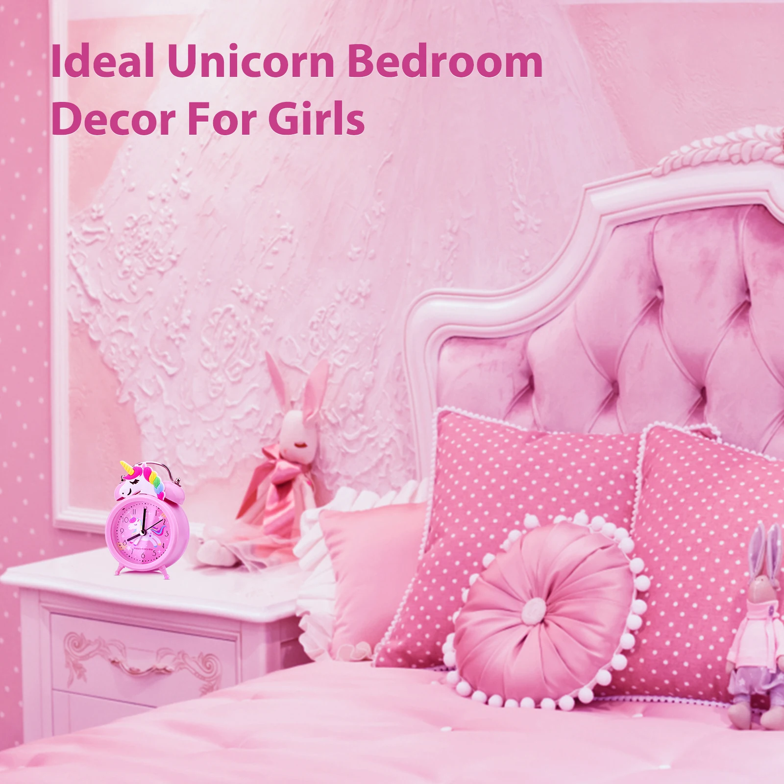 Pink Unicorn Children\'s Alarm Clock Cartoon Desktop for Kids Bedroom Home Decor Alarm Clock Bedside Table Child alarm Gifts