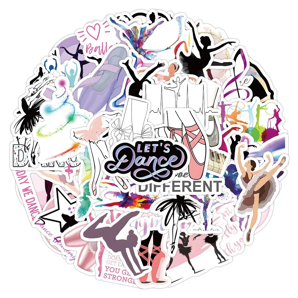 

10/50PCS Cute Ballet Girls Dance Stickers Aesthetic Art Decals Scrapbook Fridge Suitcase Skateboard Graffiti Waterproof Sticker