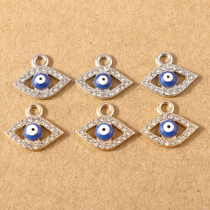 10 Stück Strass-Kristall-Glücksbringer-Anhänger mit bösen Augen zum Basteln von Ohrringen, Halsketten, Armbändern, DIY-Handschmuck und Accessoires – Detail 2