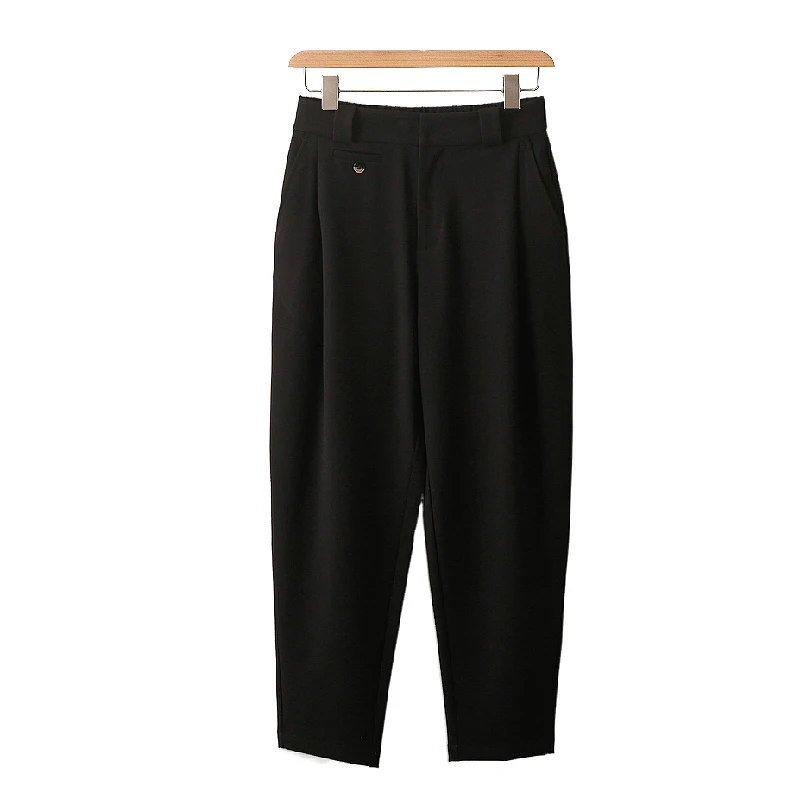 

High Waist Harlan Casual Pants Two Colors Spring New Style Women's Clothing Brand Rui Commuter Style Pocket Design Polyester ...
