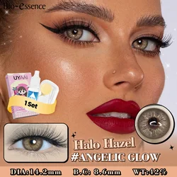 [1 Set Colored Lenses + 10ml Solution]Colored Contact Lenses Fashion Brown Lenses with Eye Solution Set for Makeup Lenses 1 Year