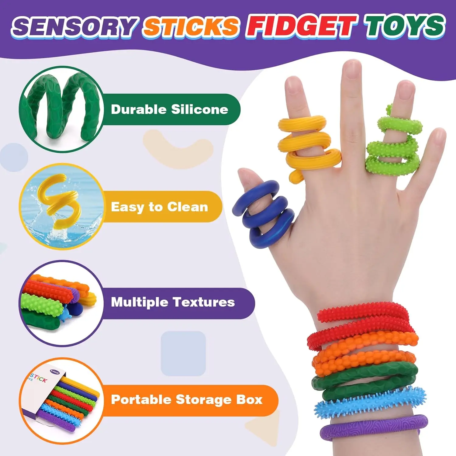 8 قطعة EDC تململ العصي الحسية اللعب ، كرات القلق التوحد تهدئة طفل الكبار القلق الإغاثة الإجهاد لعبة حسية ، هدايا عيد الميلاد #3