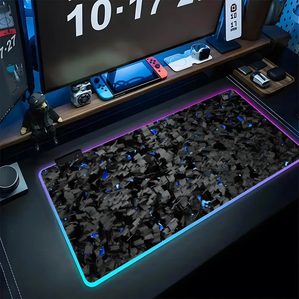 

Carbon Fiber Pattern Painting Mouse Trendy Pad Gaming Rgb Mousepad Backlit Keyboard Gamer Girl Xxl Laptop Mat Table Pads Deskpad