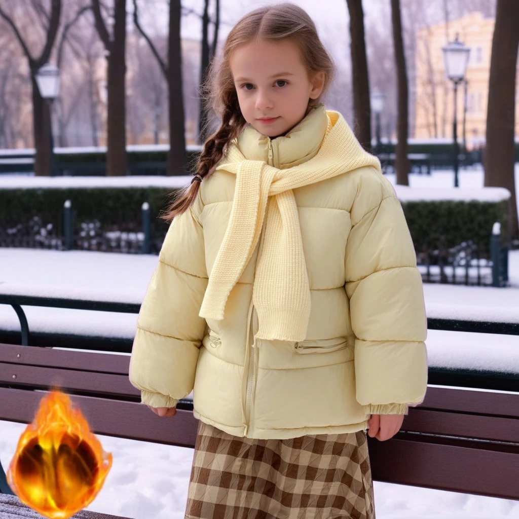 

Girls Winter Coat Thick Quilted Puffer Hooded Jacket Casual Versatile School Teens Cotton Padding Outwear Warm Girl Parka 12 Y