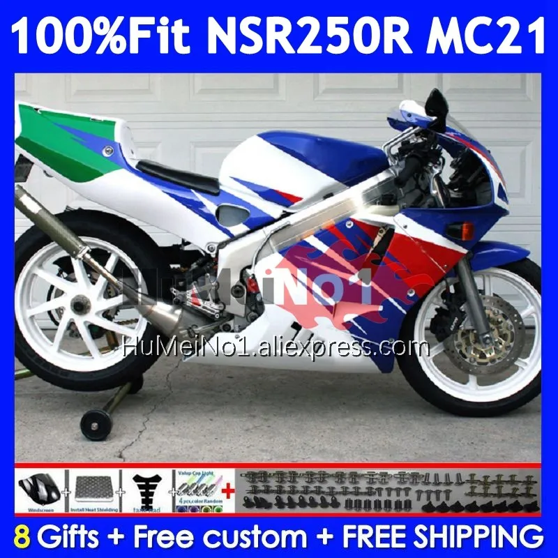 Injection For HONDA NSR250R MC21 PGM3 1990 1991 1992 1993 15No.9 NSR250 NSR 250 R RR NSR 250R 90 91 92 93 White blue Fairing