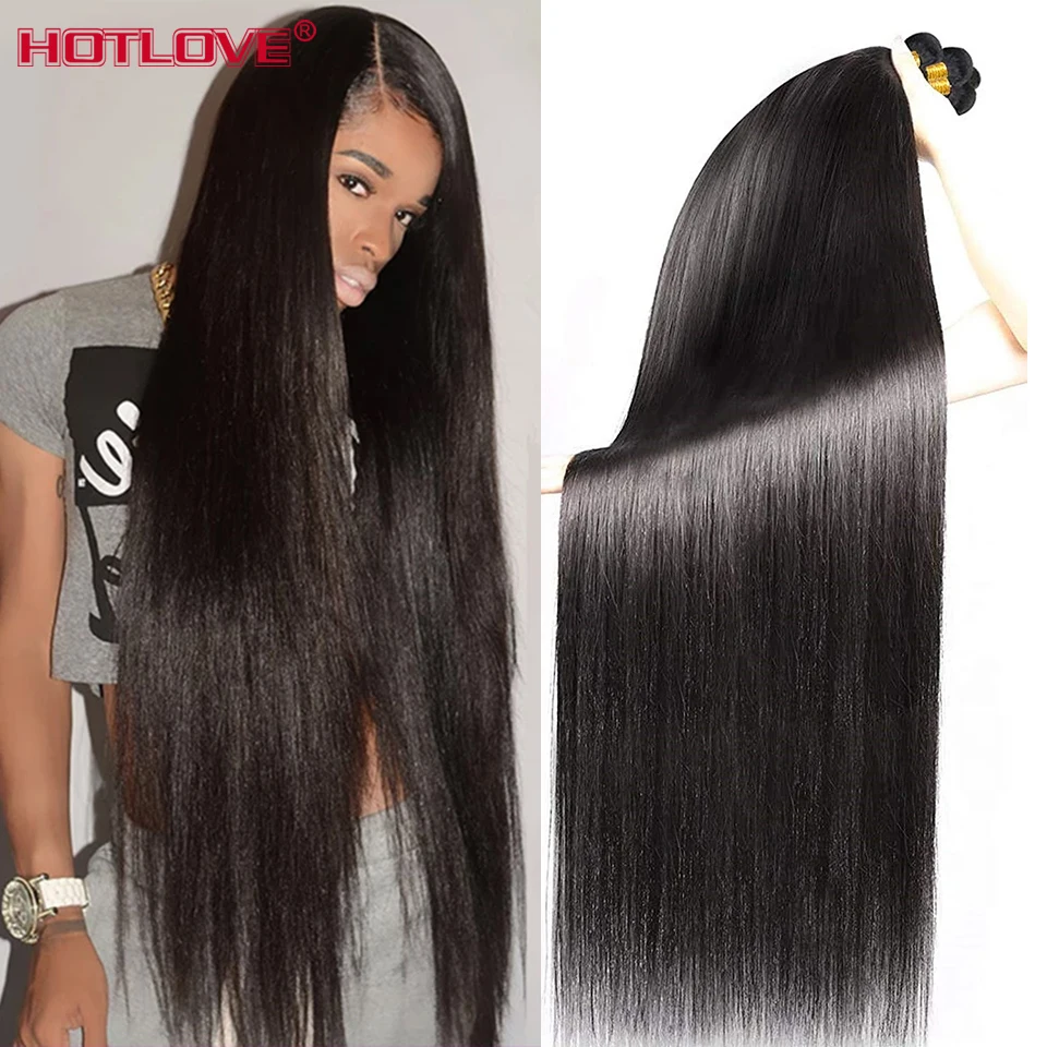 60 polegadas de cabelo reto longo pacotes 10a feixes cabelo humano brasileiro tecer pacotes trama dupla 100% remy extensões do cabelo