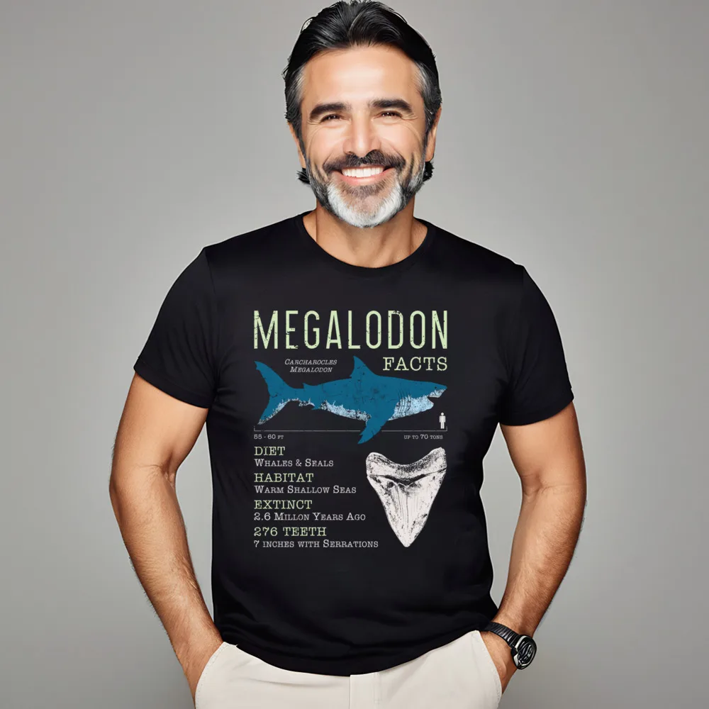 Cute Man T Shirt Mega odon Facts Hoodie Meg Normal Tees Pure Cotton Short Sleeve Letter Tops Shirt O Neck