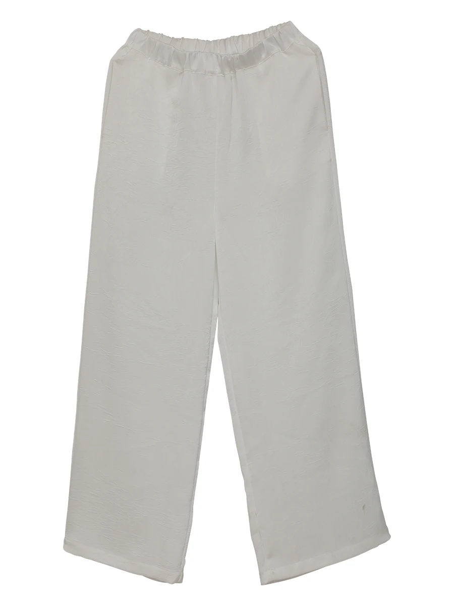 

LZJN-Women's Straight Leg Casual Pants, Plus Size Mopping Pants, Elastic Waist, Slimming, Monochromatic, Spring, Summer