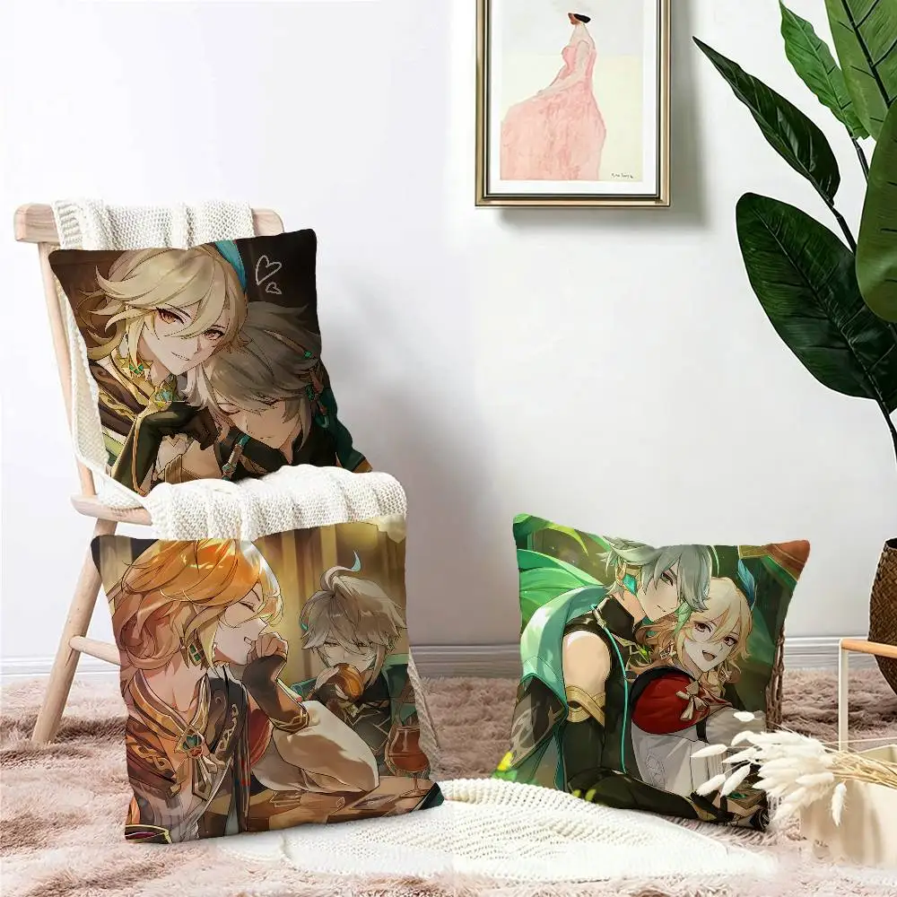 Genshin Impact Kaveh Alhaitham Pillowcase toon Gift Cushion Cover Bedroom Home Sofa Chair Seat Decor pillow case
