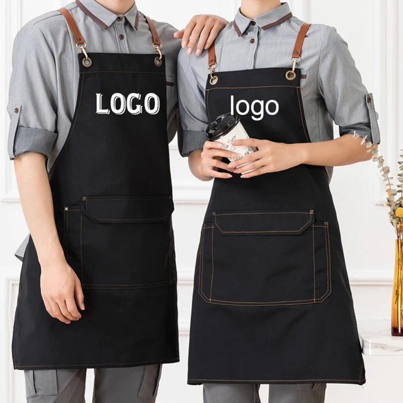 Thick Salon Manicure Apron for Women Kitchen Aprons Men Work Wear Printing Embroidered Logo Barber Household Cleaning Avental