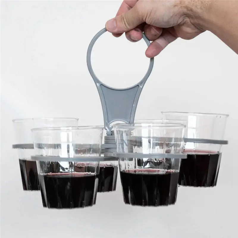 A74E-2Pcs Foldable Rotating Portable Glass Coffee Cup Plastic Portable Cup Holder 6 Sticks Cup Lifter.