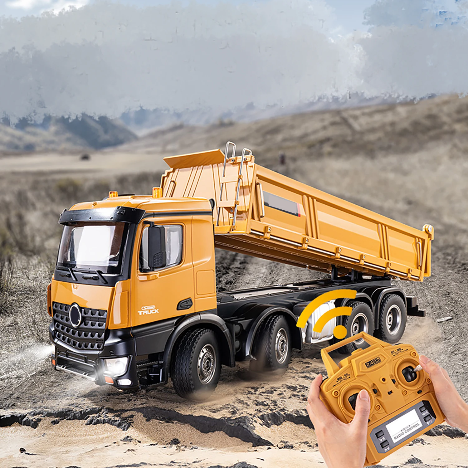 12 채널 20 인치 원격 제어 덤프 트럭 13LBS 부하 용량 RC 듀티 금속 건설 차량 장난감 소년을위한 1/14 스케일