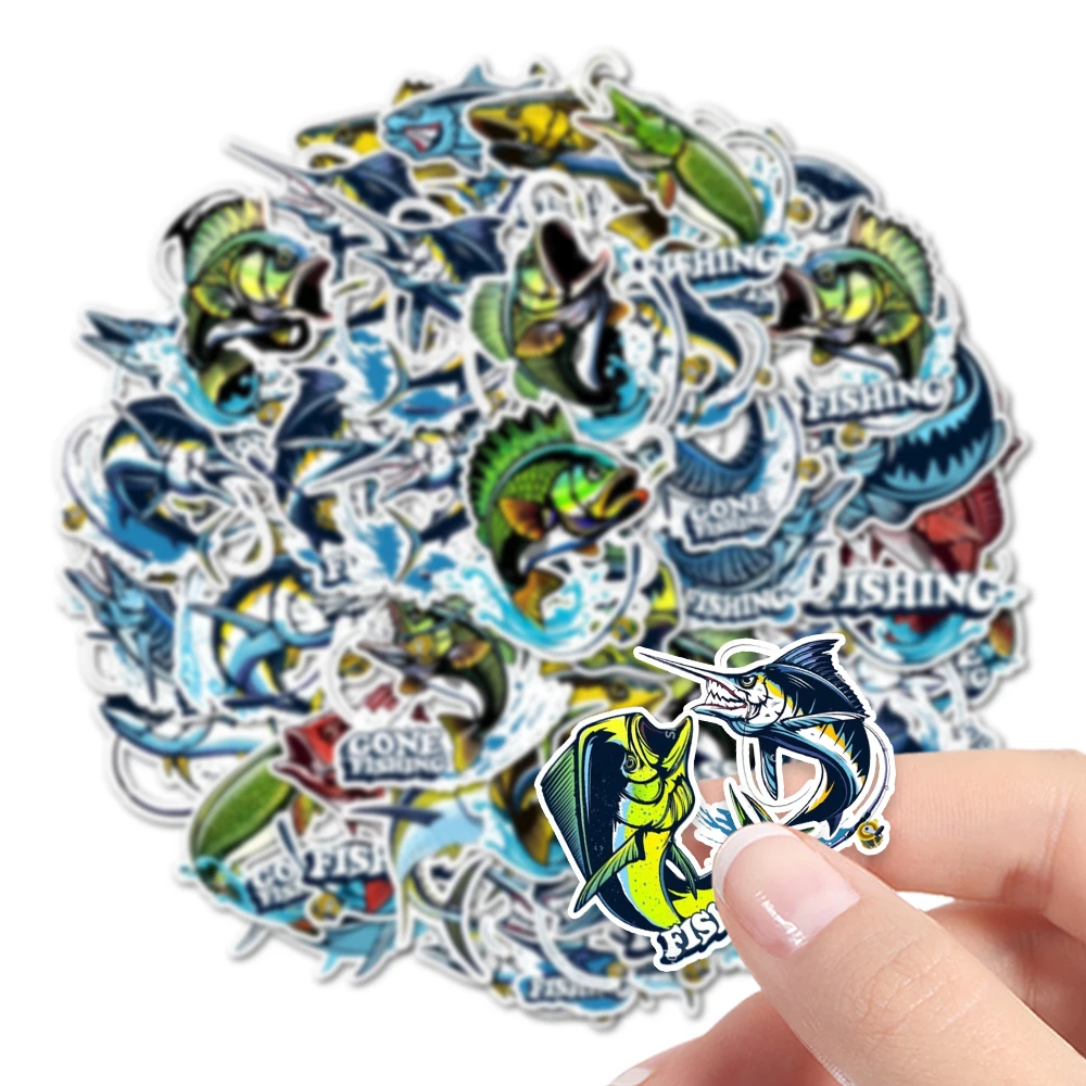 48 sztuk samoprzylepnych naklejek wędkarskich z ryb morskich może być używanych do notatników, przyjęć, blatów ściennych i innych dekoracji,