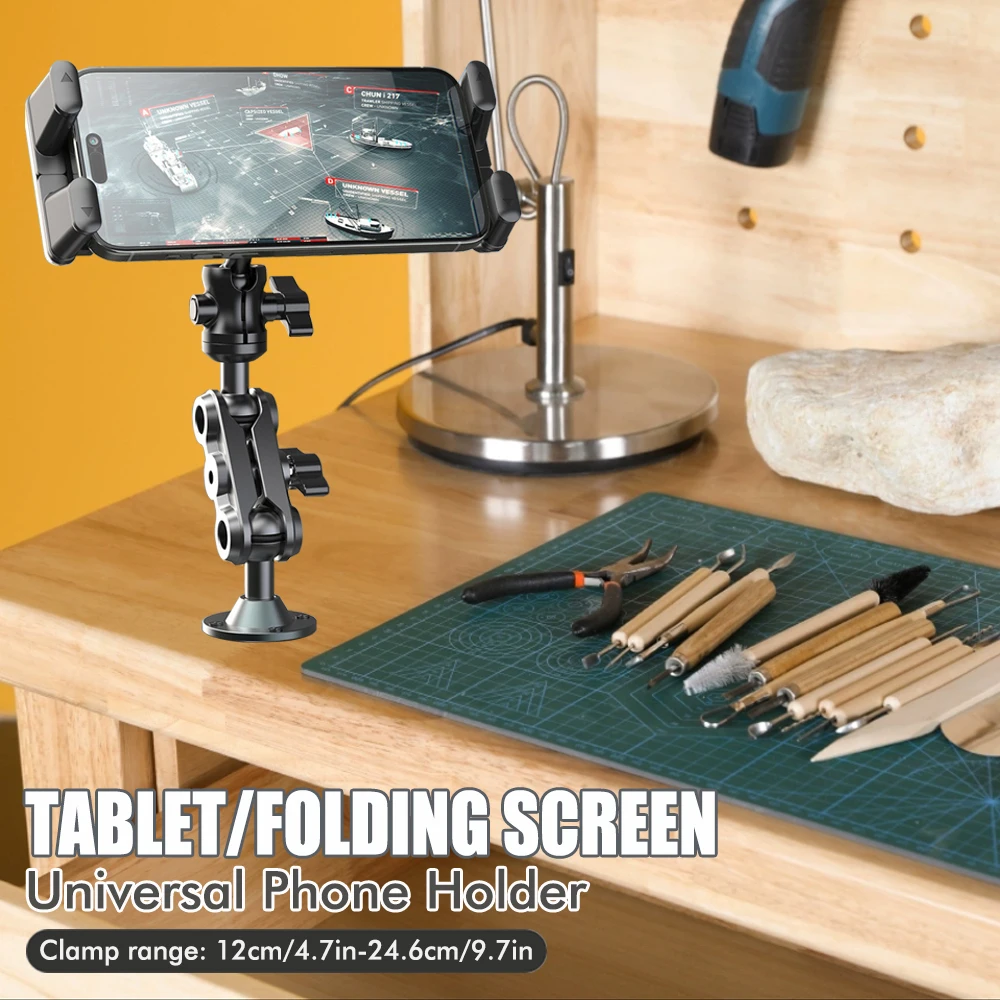 

2025 New Black Universal Tablet & Folding Screen Phone Holder Stand Compatible with iPhone Samsung Sony - Adjustable Support