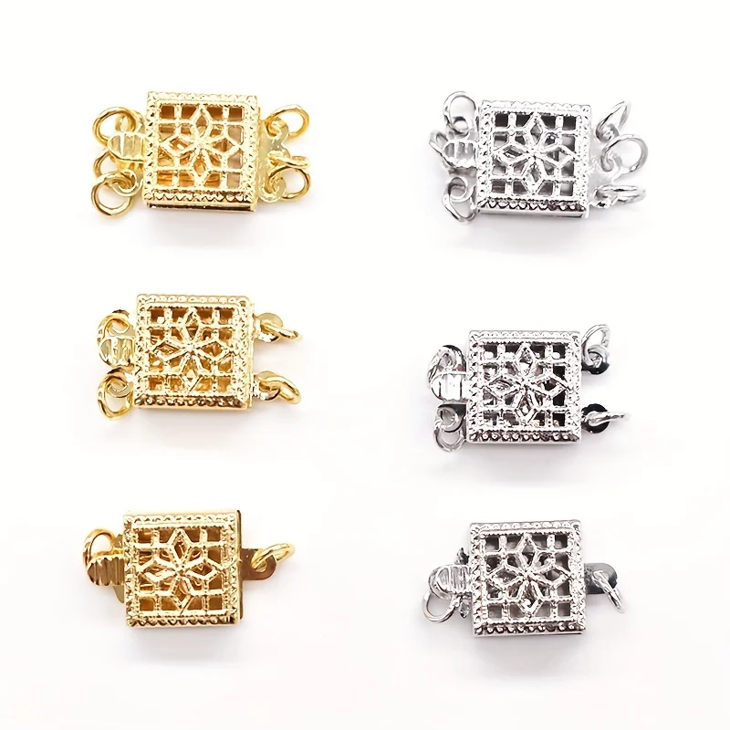 5/2PCS Square Hollow Carving Insert Piece Necklace Bracelet Connector Stainless Steel Buckle Jewelry DIY Bead Bracelet Component