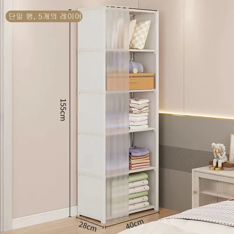 Foldable Double Rod Wardrobe, Bedroom Clothes Closet, Storage Organizer, Living Room, Apartment image 4