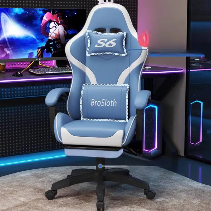 Cuscino nero Sedia da ufficio Controllo poggiatesta Ruote per il collo Comoda sedia per computer Braccio ergonomico Bureau Stoel Mobili per ufficio