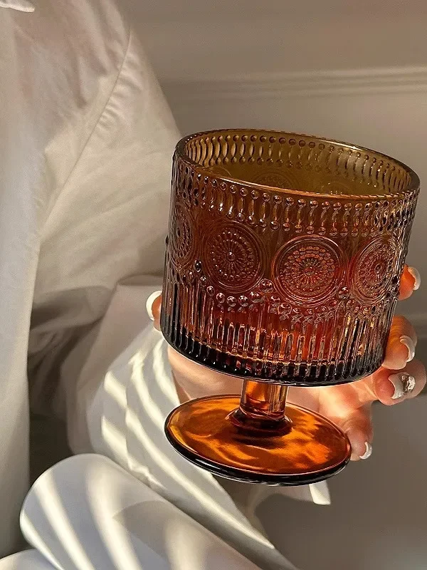 Browan Vietri Mare Glass High Footed Tree Skin Whiskey Glass Middle Age Juice  Crystal Cocktail  Han Song